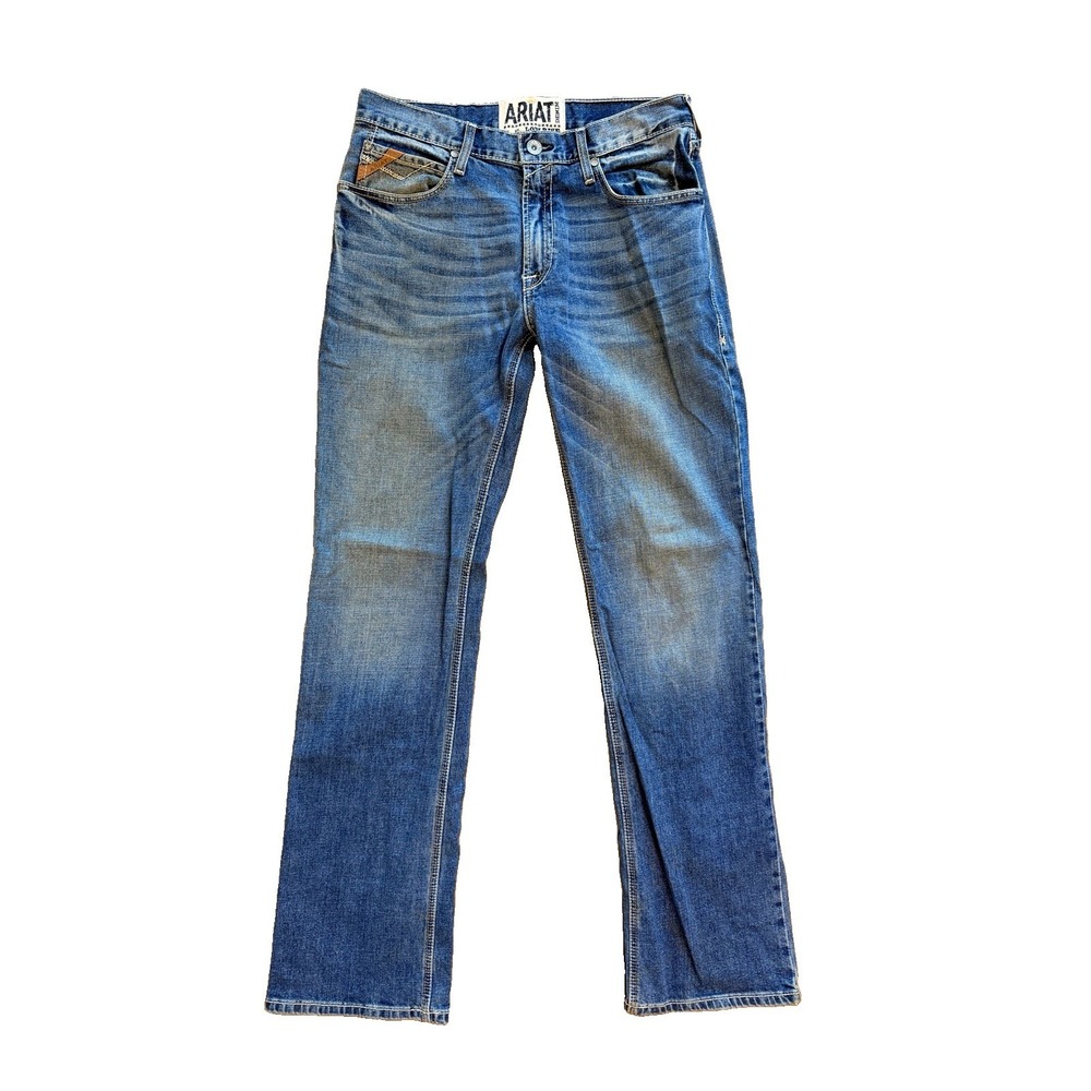 Ariat Mens 32x36 M4 Relaxed Boot Cut Jeans Light Wash Western Denim Workwear